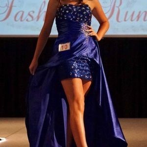 A royal blue high low dress